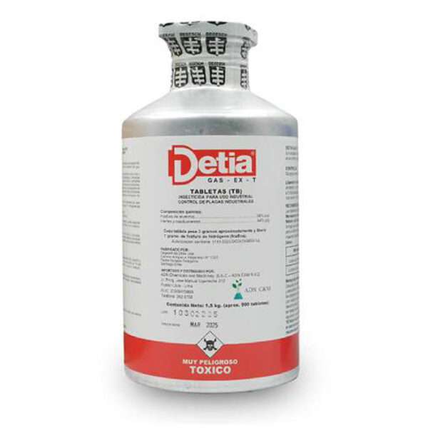 DETIA GAS X 500 TABLETAS / INSECTICIDA – ACARICIDA FUMIGANTE / GENERADOR DE FOSFURO DE HIDRÓGENO (FOSFINA)