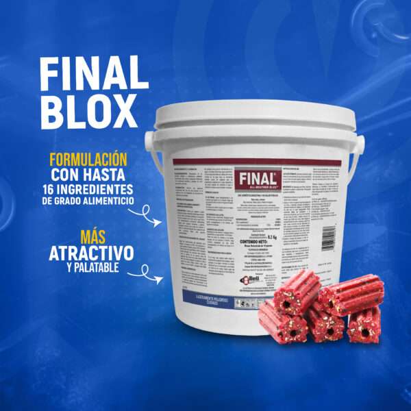 FINAL® BLOQUE – BALDE X 8.2 KILOS – RODENTICIDA (BRODIFACOUM 0.005%) - Imagen 2